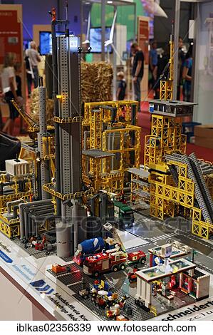Stock Photo - "Model of a biofuel distillation plant made from children's modular blocks, Ideenpark 2012, technology and education summit conference, Essen, Ruhr area, North Rhine-Westphalia, Germany, Europe". Fotosearch