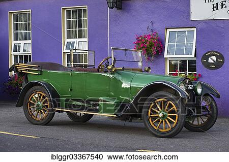 Stock Image - "Model T Ford Touring 1923 before Henry Ford Tavern, Madame, Clonakilty, County Cork, Ireland, Europe". Fotosearch