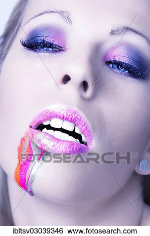 Model with extravagant makeup View Large Photo Image Stock Photograph - Model with extravagant makeup. Fotosearch