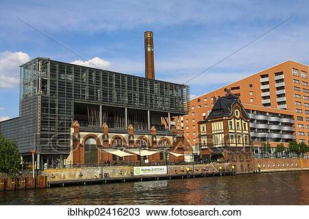 Stock Image - Modern architecture at the Spree river, bank of the Spree river, Berlin, Germany, Europe. Fotosearch