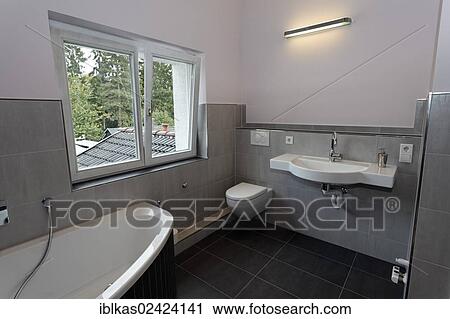 Modern bathroom after bathroom renovation, in old building View Large Photo Image Stock Image - Modern bathroom after bathroom renovation, in old building. Fotosearch
