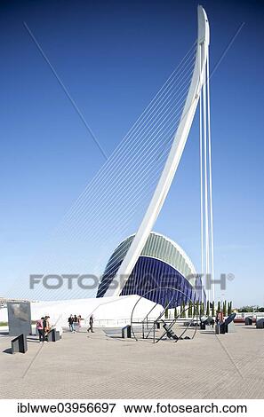 Stock Photo - "Modern bridge Puente del Grao and Agora square, Ciudad de las Artes y las Ciencias, Valencia, Spain, Europe". Fotosearch