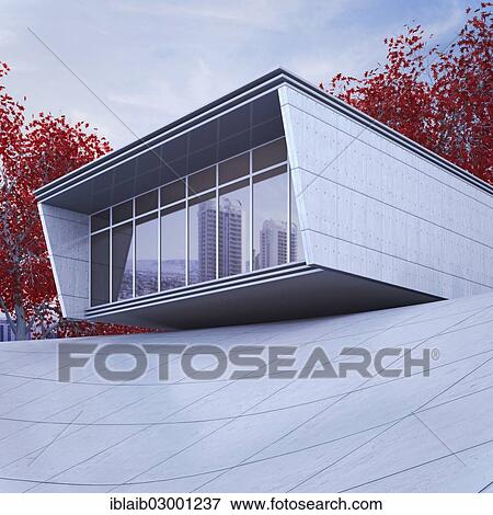 "Modern building, exterior view, 3D illustration" View Large Photo Image Stock Photo - "Modern building, exterior view, 3D illustration". Fotosearch