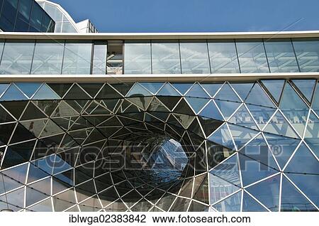 Stock Image - "Modern facade of the Galerie MyZeil shopping centre, Palais Quartier, Frankfurt am Main, Hesse, Germany, Europe, PublicGround, Europe". Fotosearch