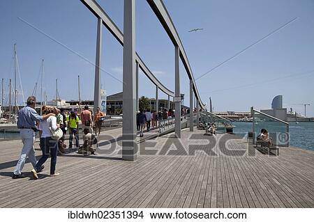"Modern footbridge, Rambla de Mar, in Port Vell, Barcelona, Catalonia, Spain, Europe, PublicGround, Europe" View Large Photo Image Picture - "Modern footbridge, Rambla de Mar, in Port Vell, Barcelona, Catalonia, Spain, Europe, PublicGround, Europe". Fotosearch