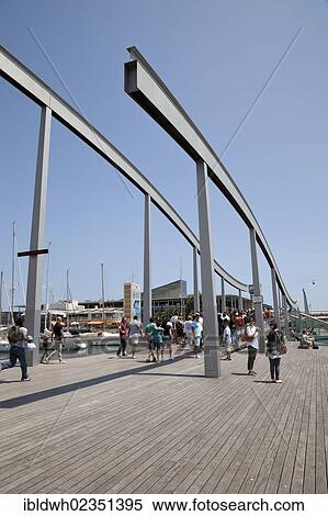 "Modern footbridge, Rambla de Mar, in Port Vell, Barcelona, Catalonia, Spain, Europe, PublicGround, Europe" View Large Photo Image Stock Photography - "Modern footbridge, Rambla de Mar, in Port Vell, Barcelona, Catalonia, Spain, Europe, PublicGround, Europe". Fotosearch