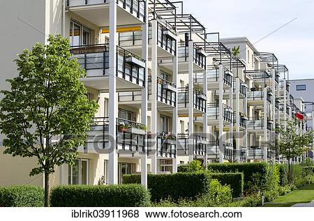 Stock Photo - "Modern housing development, Schlossviertel Nymphenburg quarter, Munich, Bavaria, Germany, Europe". Fotosearch