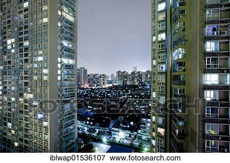 "Modern residential district at night, Puxi, Shanghai, China, Asia" View Large Photo Image Stock Photo - "Modern residential district at night, Puxi, Shanghai, China, Asia". Fotosearch