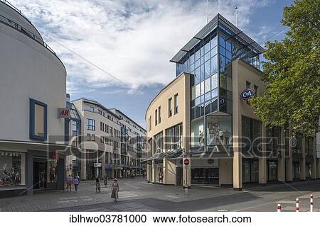 Stock Image - "Modern shopping center Loebderstrasse, pedestrian street, downtown, Jena, Thuringia, Germany, Europe". Fotosearch