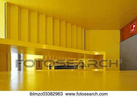 Stock Image - "Modern staircase, Neue Bibliothek library, Gewerbemuseumsplatz 4, Nuremberg, Middle Franconia, Bavaria, Germany, Europe". Fotosearch