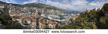 "Monaco-Ville, panoramic view of the harbour and the town" View Large Photo Image Stock Photo - "Monaco-Ville, panoramic view of the harbour and the town". Fotosearch
