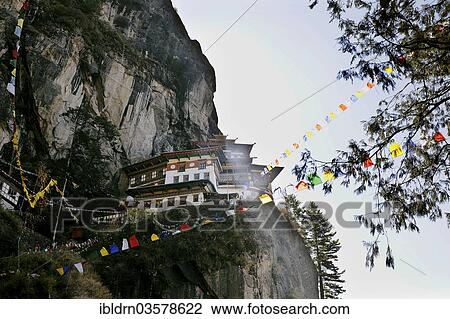 Stock Image - "Monastery and temple of Taktshang-Lhakang, also called the """"Tiger's Lair"""", Paro valley, Paro district, Bhutan, Asia". Fotosearch