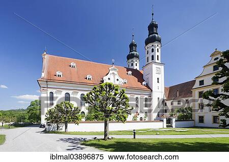 Stock Photography - "Monastery Church, Obermarchtal, Alb-Donau district, Upper Swabia, Baden-Wurttemberg, Germany, Europe". Fotosearch