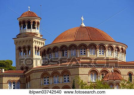 Stock Image - "Monastery of Ayios Nektarios, Aegina, Saronic Islands, Greece, Europe". Fotosearch