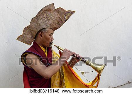 "Monk making music as part of the opening ceremony of the Hemis Festival, Hemis, Ladakh, Jammu and Kashmir, India, Asia" View Large Photo Image Stock Photo - "Monk making music as part of the opening ceremony of the Hemis Festival, Hemis, Ladakh, Jammu and Kashmir, India, Asia". Fotosearch