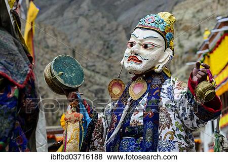 "Monk performing ritual mask dance, describing stories from the early days of Buddhism, during Hemis Festival, Hemis, Ladakh, Jammu and Kashmir, India, Asia" View Large Photo Image Stock Photo - "Monk performing ritual mask dance, describing stories from the early days of Buddhism, during Hemis Festival, Hemis, Ladakh, Jammu and Kashmir, India, Asia". Fotosearch