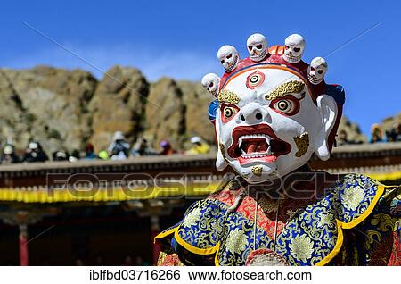 "Monk performing ritual mask dance, describing stories from the early days of Buddhism, during Hemis Festival, Hemis, Ladakh, Jammu and Kashmir, India, Asia" View Large Photo Image Stock Photograph - "Monk performing ritual mask dance, describing stories from the early days of Buddhism, during Hemis Festival, Hemis, Ladakh, Jammu and Kashmir, India, Asia". Fotosearch