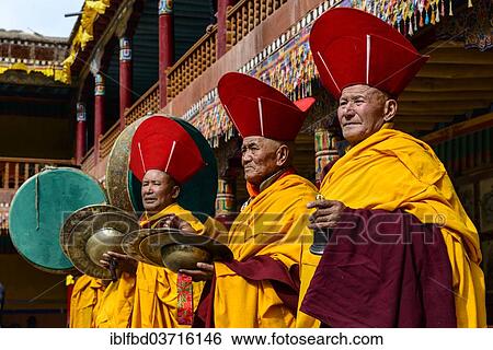 "Monks making music as part of the opening ceremony of the Hemis Festival, Hemis, Ladakh, Jammu and Kashmir, India, Asia" View Large Photo Image Stock Photograph - "Monks making music as part of the opening ceremony of the Hemis Festival, Hemis, Ladakh, Jammu and Kashmir, India, Asia". Fotosearch