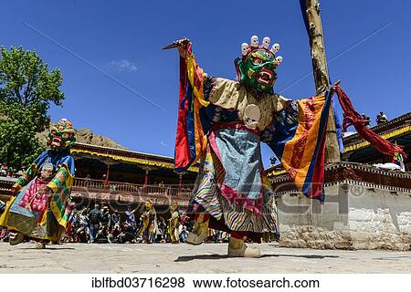 "Monks performing ritual mask dance, describing stories from the early days of Buddhism, during Hemis Festival, Hemis, Ladakh, Jammu and Kashmir, India, Asia" View Large Photo Image Stock Photo - "Monks performing ritual mask dance, describing stories from the early days of Buddhism, during Hemis Festival, Hemis, Ladakh, Jammu and Kashmir, India, Asia". Fotosearch