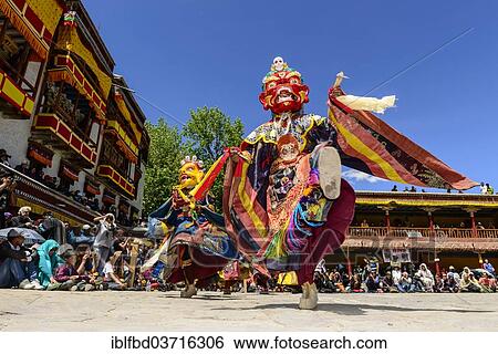 "Monks performing ritual mask dance, describing stories from the early days of Buddhism, during Hemis Festival, Hemis, Ladakh, Jammu and Kashmir, India, Asia" View Large Photo Image Stock Photograph - "Monks performing ritual mask dance, describing stories from the early days of Buddhism, during Hemis Festival, Hemis, Ladakh, Jammu and Kashmir, India, Asia". Fotosearch