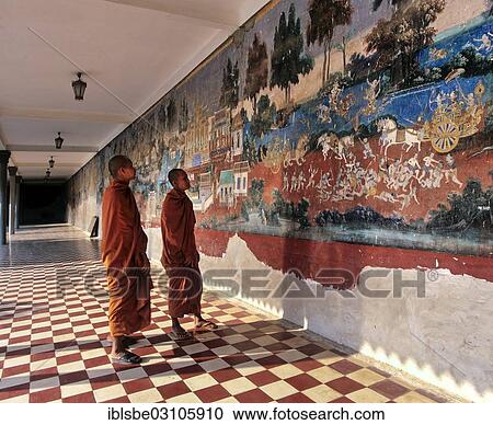 "Monks standing in front of a wall painting from the Ramayana epic in the Silver Pagoda or Preah Vihear Preah Keo Morakot, Phnom Penh, Phnom Penh Province, Cambodia, Asia" View Large Photo Image Stock Image - "Monks standing in front of a wall painting from the Ramayana epic in the Silver Pagoda or Preah Vihear Preah Keo Morakot, Phnom Penh, Phnom Penh Province, Cambodia, Asia". Fotosearch