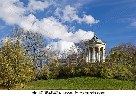 Picture - "Monopteros in autumn, English Garden, Munich, Upper Bavaria, Bavaria, Germany, Europe". Fotosearch