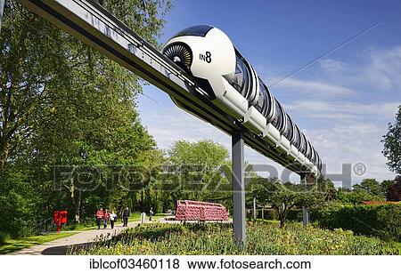 Stock Photo - "Monorail train at the International Garden Show, Wilhelmsburg, Hamburg, Hamburg, Germany, Europe". Fotosearch