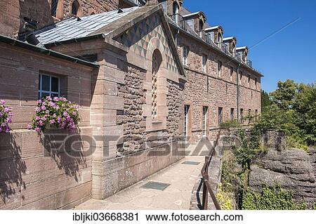 Stock Image - "Mont Sainte-Odile Abbey, Ottrott, Departement Bas-Rhin, Alsace, France, Europe". Fotosearch