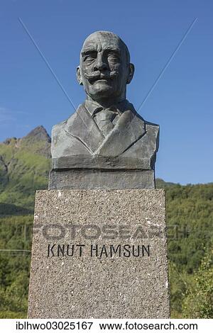 "Monument for Knut Hamsun, bronze bust on a stone plinth, Ortsteil Hamsund, Kommune Hamaroy, Nordland, Northern Norway, Norway, Europe" View Large Photo Image Stock Photo - "Monument for Knut Hamsun, bronze bust on a stone plinth, Ortsteil Hamsund, Kommune Hamaroy, Nordland, Northern Norway, Norway, Europe". Fotosearch