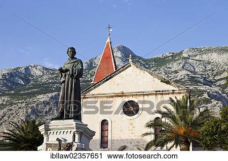 "Monument of Andrija Kacic-Miosic by the sculptor Ivan Rendic, in front of the Church of Sv. Marko, Makarska, Makarska Riviera, Dalmatia, Croatia, Europe" View Large Photo Image Stock Image - "Monument of Andrija Kacic-Miosic by the sculptor Ivan Rendic, in front of the Church of Sv. Marko, Makarska, Makarska Riviera, Dalmatia, Croatia, Europe". Fotosearch