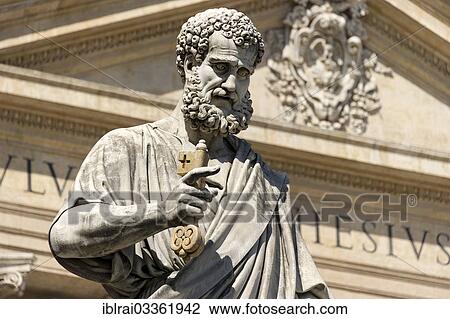 "Monumental statue of Saint Peter the Apostle in front of Saint Peter's Basilica, Piazza San Pietro, St. Peter's Square, Vatican City State, Italy, Europe" View Large Photo Image Stock Image - "Monumental statue of Saint Peter the Apostle in front of Saint Peter's Basilica, Piazza San Pietro, St. Peter's Square, Vatican City State, Italy, Europe". Fotosearch