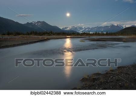 "Moonlight on the Knik River, Alaska" View Large Photo Image Stock Photo - "Moonlight on the Knik River, Alaska". Fotosearch