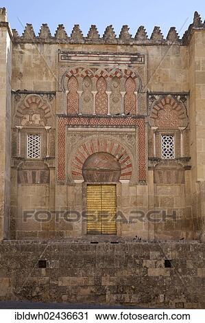 Stock Image - "Moorish architectural elements on the Mezquita, Mosque? ÇôCathedral of Cordoba, now a cathedral, formerly a mosque, Cordoba, Andalusia, Spain, Europe, PublicGround, Europe". Fotosearch