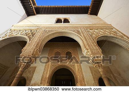"Moorish architecture of an inner courtyard of the Palacios Nazaries, Alhambra Palace, Granada, Andalusia, Spain, Europe" View Large Photo Image Stock Image - "Moorish architecture of an inner courtyard of the Palacios Nazaries, Alhambra Palace, Granada, Andalusia, Spain, Europe". Fotosearch