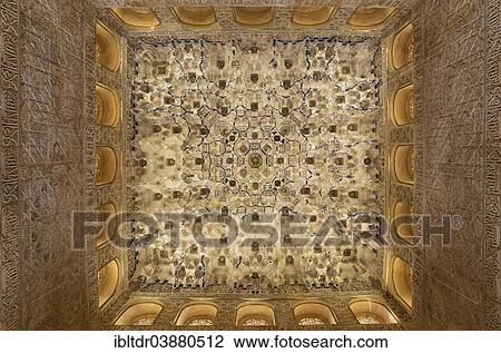 "Moorish decoration at the ceiling of the Hall of the Kings, Sala de los Reyes, Alhambra palace, Granada, Granada province, Andalusia, Spain, Europe" View Large Photo Image Stock Image - "Moorish decoration at the ceiling of the Hall of the Kings, Sala de los Reyes, Alhambra palace, Granada, Granada province, Andalusia, Spain, Europe". Fotosearch