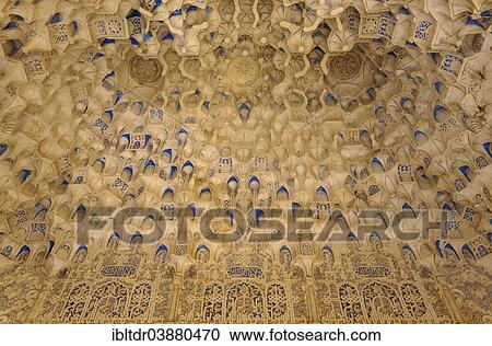 "Moorish Mocarabe decoration in a niche of the Court of the Myrtles, Patio de los Arrayanes, Alhambra palace, Granada, Granada province, Andalusia, Spain, Europe" View Large Photo Image Stock Image - "Moorish Mocarabe decoration in a niche of the Court of the Myrtles, Patio de los Arrayanes, Alhambra palace, Granada, Granada province, Andalusia, Spain, Europe". Fotosearch