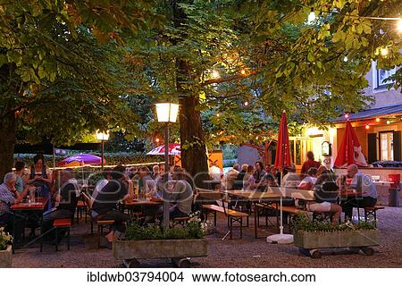 Picture - "Mooshausl beer garden, Ingolstadt, Upper Bavaria, Bavaria, Germany, Europe". Fotosearch