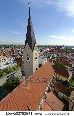 Stock Image - "Moritzkirche church, seen from Pfeifturm tower, Ingolstadt, Upper Bavaria, Bavaria, Germany, Europe". Fotosearch