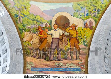 "Mormons, prophet Brigham Young and the pioneers, wall painting in the Capitol, Salt Lake City, Utah, USA" View Large Photo Image Stock Photography - "Mormons, prophet Brigham Young and the pioneers, wall painting in the Capitol, Salt Lake City, Utah, USA". Fotosearch
