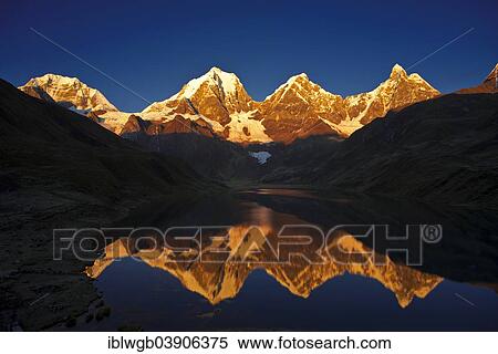 "Morning light on lake Laguna Carhuacocha, at the back Mt Yerupaja Chico and Mt Jirishanca Grande, Cordillera Huayhuash mountain range, Northern Peru, Peru, South America" View Large Photo Image Stock Photography - "Morning light on lake Laguna Carhuacocha, at the back Mt Yerupaja Chico and Mt Jirishanca Grande, Cordillera Huayhuash mountain range, Northern Peru, Peru, South America". Fotosearch