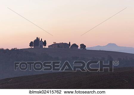 Morning mood, hilly landscape in autumn, view towards Vitaleta Chapel, San Qurico d'Orcia, UNESCO World Cultural Heritage Site, Tuscany region, province of Siena, Italy, Europe View Large Photo Image Stock Image - Morning mood, hilly landscape in autumn, view towards Vitaleta Chapel, San Qurico d'Orcia, UNESCO World Cultural Heritage Site, Tuscany region, province of Siena, Italy, Europe. Fotosearch