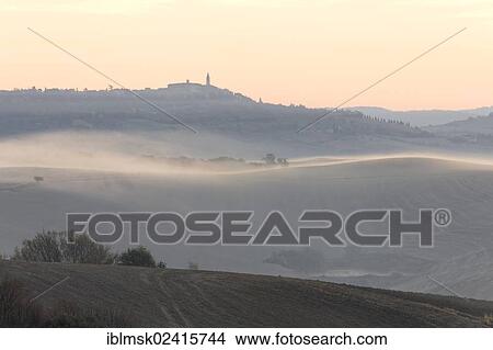 Morning mood, view towards Pienza, Val d'Orcia, Orcia Valley, UNESCO World Cultural Heritage Site, Tuscany region, province of Siena, Italy, Europe View Large Photo Image Picture - Morning mood, view towards Pienza, Val d'Orcia, Orcia Valley, UNESCO World Cultural Heritage Site, Tuscany region, province of Siena, Italy, Europe. Fotosearch