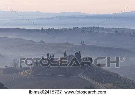 Morning mood, view towards Podere Belvedere, Val d'Orcia, Orcia Valley, UNESCO World Cultural Heritage Site, Tuscany region, province of Siena, Italy, Europe View Large Photo Image Stock Photo - Morning mood, view towards Podere Belvedere, Val d'Orcia, Orcia Valley, UNESCO World Cultural Heritage Site, Tuscany region, province of Siena, Italy, Europe. Fotosearch