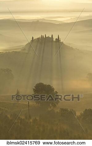 Morning mood, view towards Podere Belvedere, San Qurico d'Orcia, UNESCO World Cultural Heritage Site, Tuscany region, province of Siena, Italy, Europe View Large Photo Image Stock Photo - Morning mood, view towards Podere Belvedere, San Qurico d'Orcia, UNESCO World Cultural Heritage Site, Tuscany region, province of Siena, Italy, Europe. Fotosearch