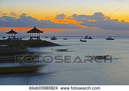 Picture - "Morning sky on the beach of Sanur, Bali, Indonesia, Asia". Fotosearch