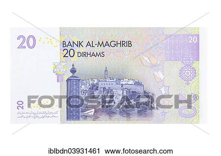 Stock Image - Moroccan twenty dirhams banknote. Fotosearch