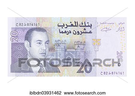Stock Image - Moroccan twenty dirhams banknote. Fotosearch