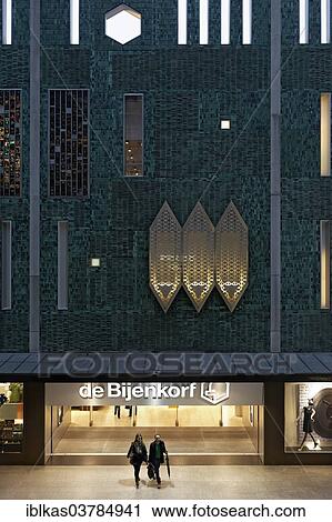 Stock Image - "Mosaic facade by the architect Gio Ponti, De Bijenkorf department store, Eindhoven, North Brabant, Netherlands". Fotosearch