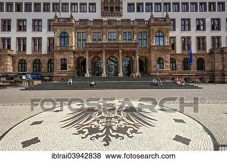 "Mosaic, imperial eagle of the German Empire from 1888 on, Wappeninsel, New Town Hall, Schlossplatz square, Wiesbaden, Hesse, Germany, Europe" View Large Photo Image Stock Photo - "Mosaic, imperial eagle of the German Empire from 1888 on, Wappeninsel, New Town Hall, Schlossplatz square, Wiesbaden, Hesse, Germany, Europe". Fotosearch