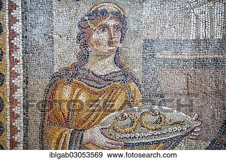 Stock Photo - "Mosaic of the Chresis from Daphne or Harbiye, 4th cent. A. C., Hatay Archaeology Museum, Antakya, Hatay Province, Turkey, Asia". Fotosearch